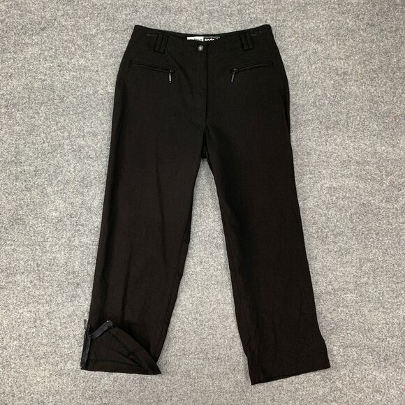Vintage Jamie Sadock Pants Womens 2 Black Straight Ankle Zip Pockets Golf Chino - Picture 2 of 12